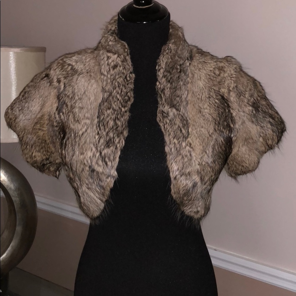 Vintage real rabbit fur crop stole coat 🧥
